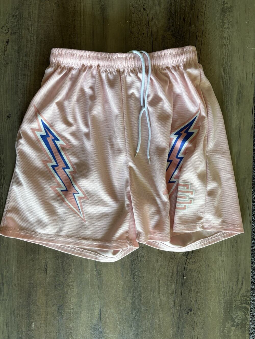 Eric Emanuel EE Lightning Bolt Print Pink Lounge Shorts Size Medium
